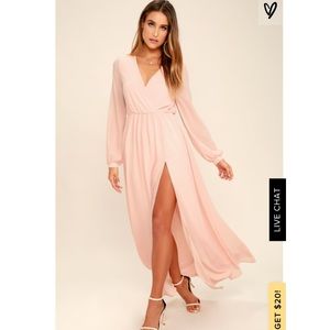 WONDROUS WATER LILIES BLUSH PINK MAXI DRESS